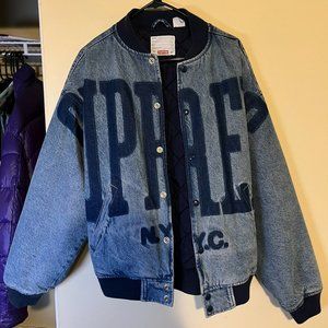 Supreme Washed Knockout Denim Varsity Jacket (size L)